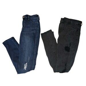 Hollister Women's Sz 7  Blue Black Jeans Advanced Stretch 28x28 Lot Of Two